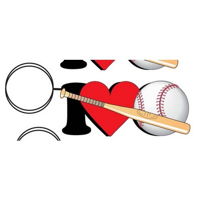 I Love Baseball w/Bat Key Chain w/Clear Mirrored Back (8 Square Inch)