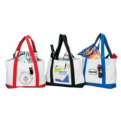 Daily Tote Bag - White w/ Contrast Straps (18"x9.5"x4")