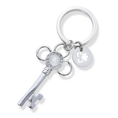 Vintage Key Look Key Holder with Decorative Crystal Ring Accent