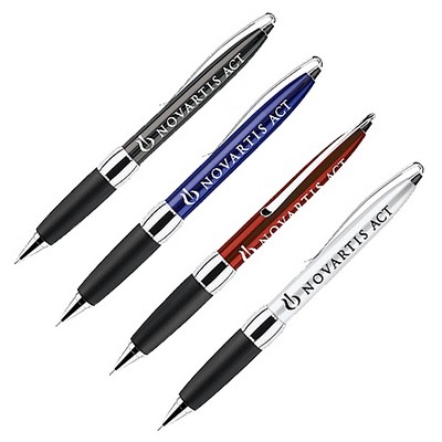 Hebe Twist Ballpoint Pen w/Rubber Grip & Attached Pocket Clip