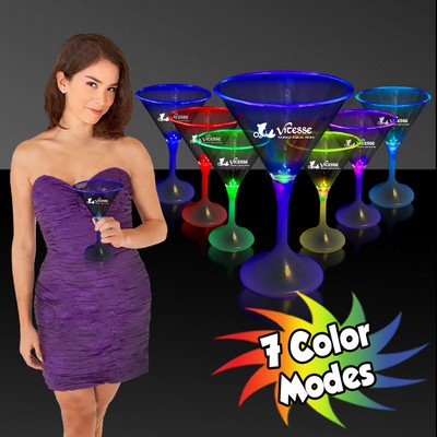 7 Oz. Pad Printed Light-Up Martini Glass w/White Base