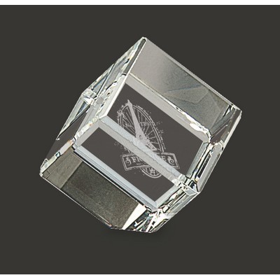 Important Bevelled Crystal Cube Paperweight S (1 1/2'')