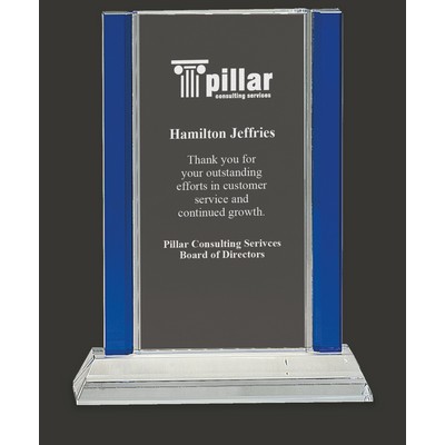 Elegant in Blue Frame Crystal Award - 8 1/2'' H