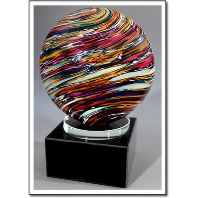 Jupiter Cloud Art Glass Sculpture w/ Marble Base (4"x5.75")