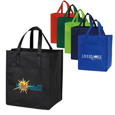 Non Woven Shopping Tote Bag W/Large Front Pocket