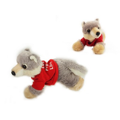 8" Woolsey Wolf Stuffed Animal w/T-Shirt & One Color Imprint