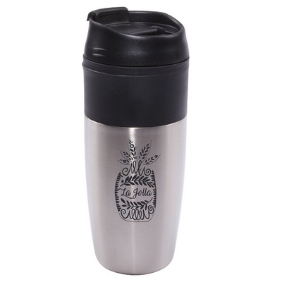 16 Oz. Bandit Tumbler Steel Outer Wall w/Colored Liner & Matching Lid Tab