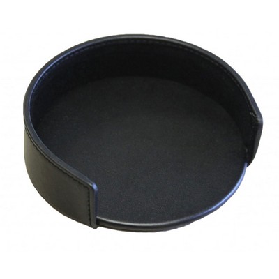 Classic Black Leather Coaster Holder