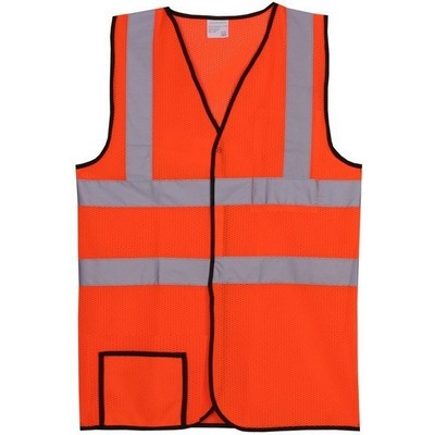 Mesh Dual Stripe Orange Safety Vest (Large/X-Large)