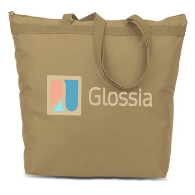 Large Tote Bag w/ Zipper - Khaki