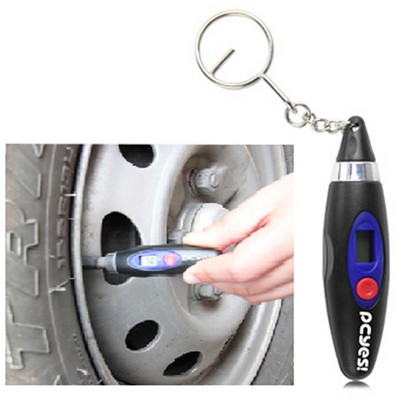 Lcd Digital Tire Gauge W/Keychain