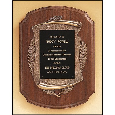 Walnut Plaque with Antique Bronze Frame & Black Plate (11" x 15")