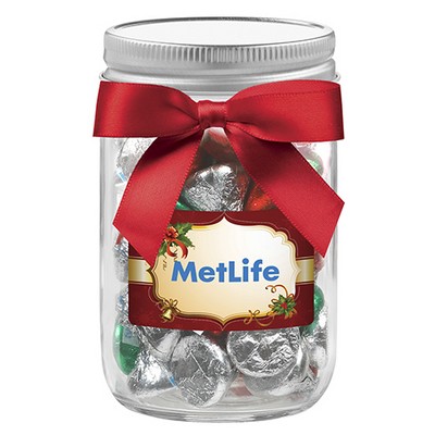 12 Oz. Glass Mason Jar w/ Holiday Hershey's® Kisses®