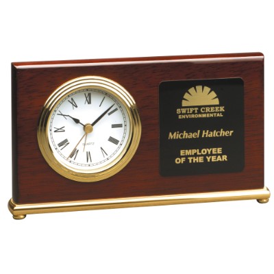 Rosewood Piano Finish Horizontal Desk Clock