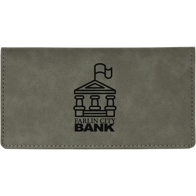 Gray Leatherette Checkbook Cover (6.75" x 3.5")