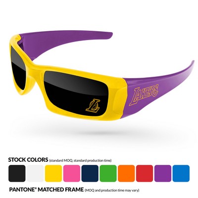 2-Tone Wrap Sunglasses W/ 1 Color Lens & Temple Imprint