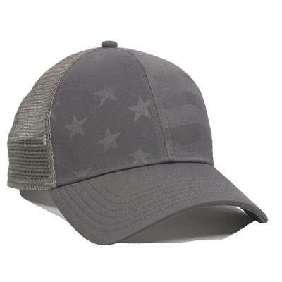 Debossed American Flag Cap w/Mesh Back