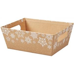 Small Kraft Snowflakes Gift Basket Market Tray