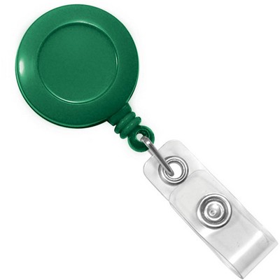 Custom Round Plastic Clip-On Badge Reel (Green)