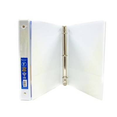 1 3-Ring View Binder - White, Interior Pockets (Case of 12)