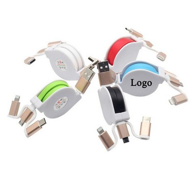 3-in-1 Retractable Mobile Phone Charging Cable