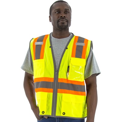 High Visibility Yellow DOT Striping, D-Ring, Safety Vest, ANSI 2, Type R