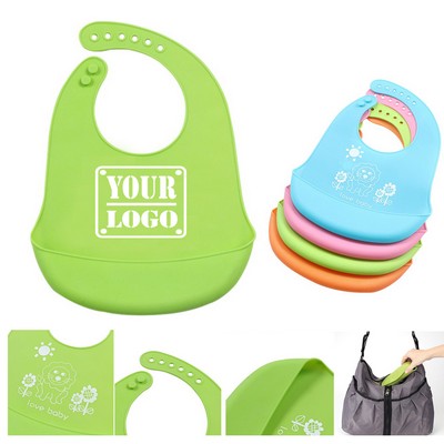 Silicone Baby Bibs w/ Catch Pocket