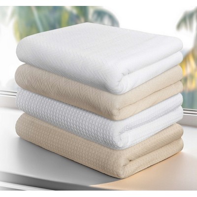 100% Cotton Jaipur Big Honeycomb White Twin Thermal Blanket