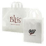 Imprinted Frosted Clear Bag w/Soft Loop Handles (8"x4"x10")