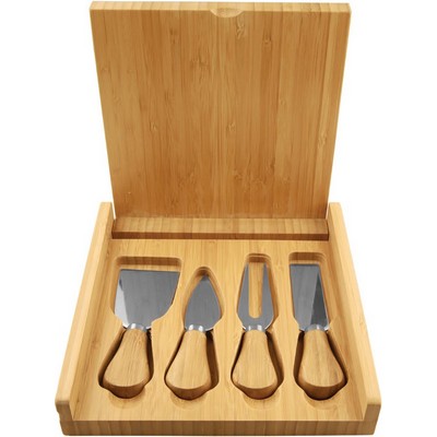 8" x 8" Bamboo Cheese Set with 4 Tools