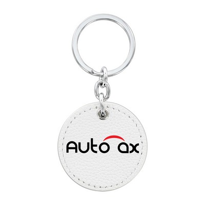 Round Shape White Leather Key Chain (Domestic Production)