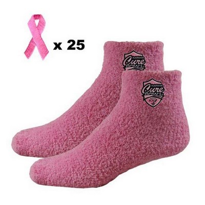 Fuzzy Feet and Pink Embroidered Ribbon Stickers Combo