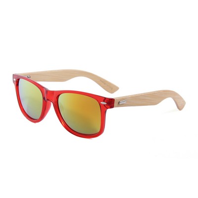 Sunglasses - Red Mirror Lenses - Clear Red Frames