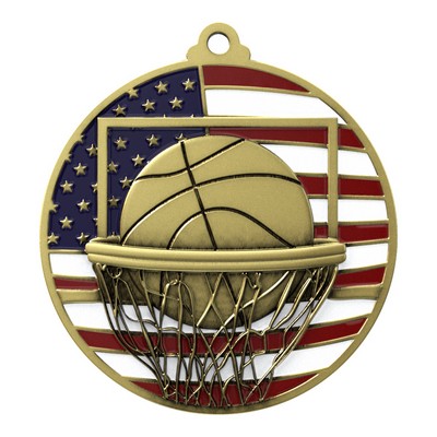 Patriotic Basketball Medallions 2-3/4"