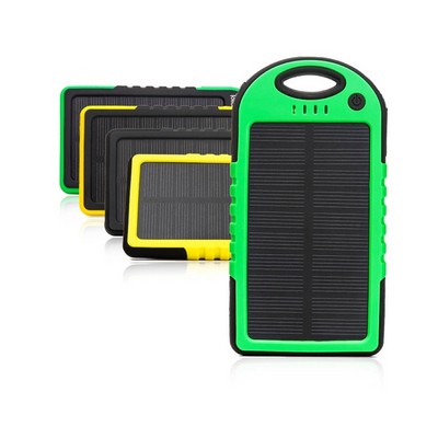 Emergency 5000mAh Waterproof Solar Power Bank w/1.2W Monocrystalline Cell Solar Panel