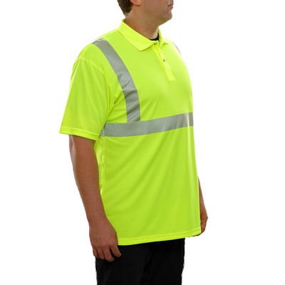 Birdseye Polo Shirt w/ Comfort Trim & No Pocket -3M™ Scotchlite™ Reflective/Fluorescent Yellow-Green