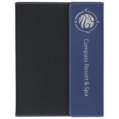 7" x 9" Blue & Silver Leatherette & Black Canvas Portfolio