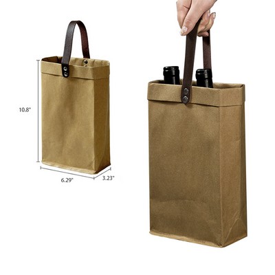 Washable Kraft Paper Wine Tote Bag