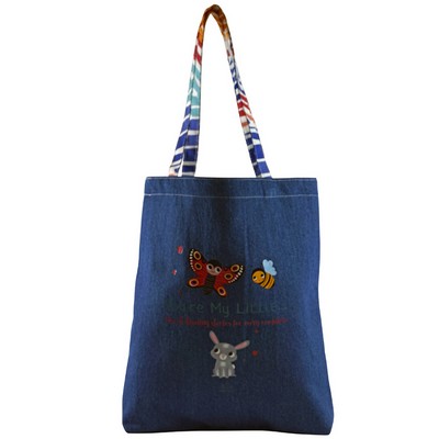 Bottom Gusset Denim Tote, with Sub Handles & Sub Liner