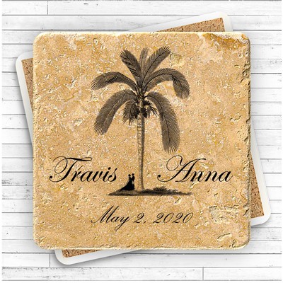 Faux Travertine Printed Square Coaster