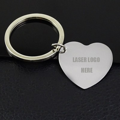 Metal Heart Shaped Keychain w/Laser Logo