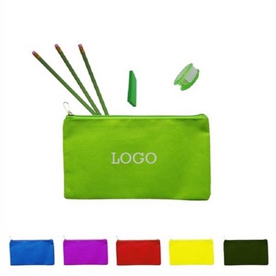 Canvas Pencil Pouch Zipper Closure