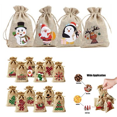 Christmas Gift Bags Small Burlap Sack Bulk with Drawstrings