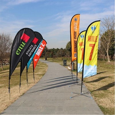 9' Double Size Fiber Glass And Aluminum Teardrop Banner