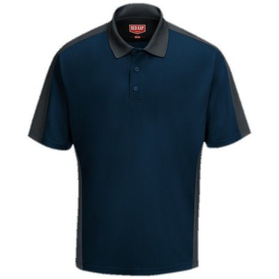 Red Kap™ Men's Performance Knit® Two-Tone Polo - Navy Blue/Charcoal Gray