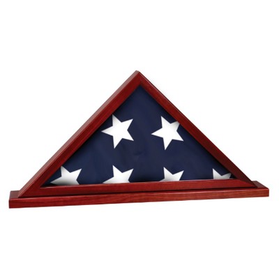 16 1/4" x 8 1/4" Rosewood Finish Flag Display Case with Base Attached