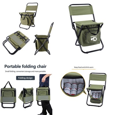 Compact Folding Chair Seat with Cooler Bag