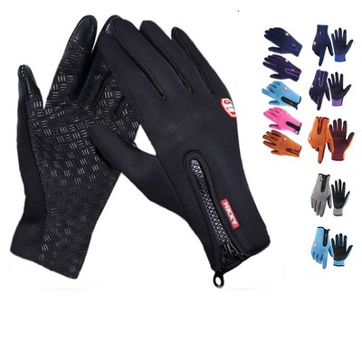 Touch Screen Waterproof Zipper Riding Gloves