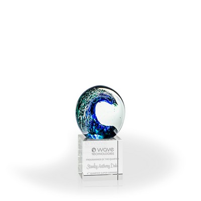 Swell Art Glass Sphere Award - Clear Cube