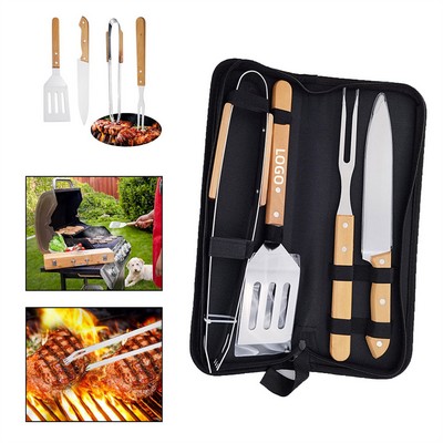 Wooden BBQ Grilling Tools Set